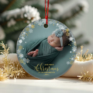 Our First Christmas As Grandparents Photo Ornament