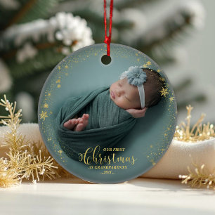 Our First Christmas As Grandparents Photo Ornament