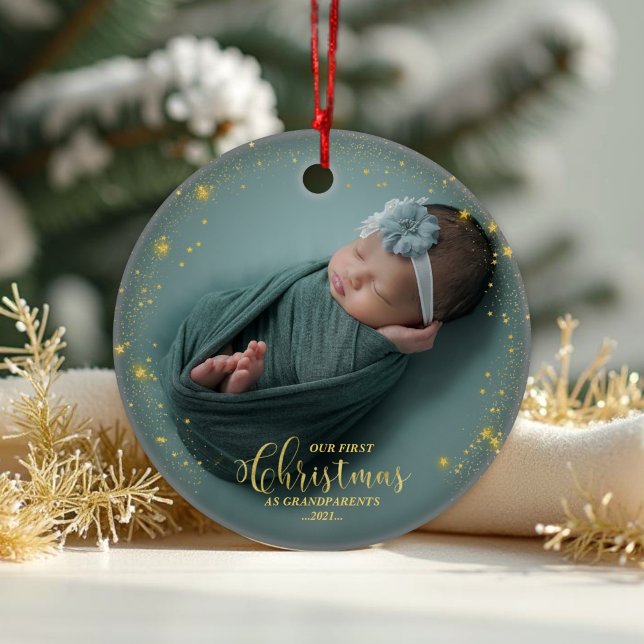 Our First Christmas As Grandparents Photo Ornament (Creator Uploaded)