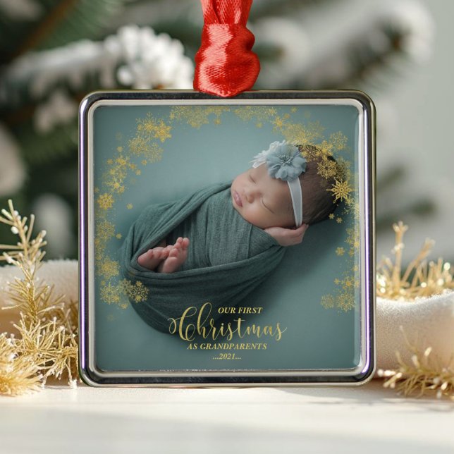 Our First Christmas As Grandparents Photo Ornament (Creator Uploaded)
