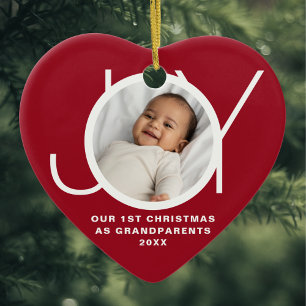 Our First Christmas As Grandparents Photo Red Ceramic Tree Decoration