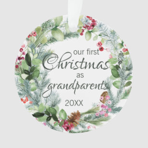 Our First Christmas as Grandparents Pine Berries Ornament
