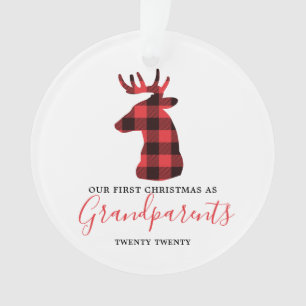 Our First Christmas as Grandparents Plaid Photo Ornament