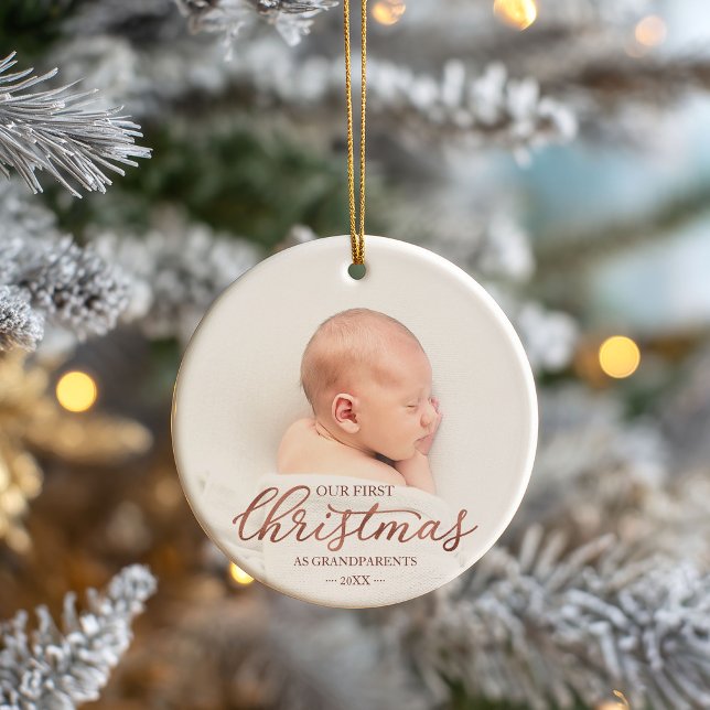 Our First Christmas As Grandparents Rose Gold Foil Ceramic Tree Decoration (Creator Uploaded)