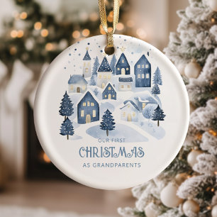 Our first Christmas as Grandparents Village Navy Ceramic Tree Decoration