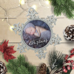 Our First Christmas As Grandparents White Script Snowflake Pewter Christmas Ornament<br><div class="desc">Our First Christmas As Grandparents White Script Ceramic Ornament</div>