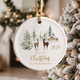 Our first Christmas as Grandparents woodland Ceramic Tree Decoration