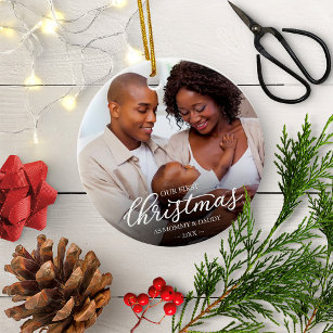 Our First Christmas as Mom and Dad Baby Photo Ceramic Tree Decoration