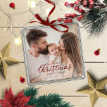 Our First Christmas as Mom and Dad Baby Photo Metal Tree Decoration<br><div class="desc">Our First Christmas as Mom and Dad Baby Photo Ornament</div>