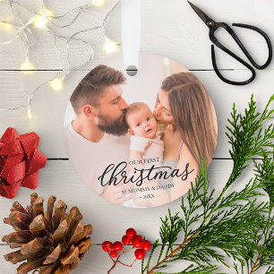 Our First Christmas as Mom and Dad Baby Photo Ornament