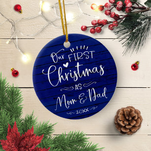 Our First Christmas As Mom And Dad Farmhouse Ceramic Tree Decoration