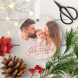 Our First Christmas as Mom and Dad Rose Gold Foil Ornament<br><div class="desc">Our First Christmas as Mom and Dad Rose Gold Foil Ceramic Ornament</div>