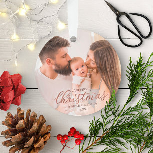 Our First Christmas as Mom and Dad Rose Gold Foil Ornament