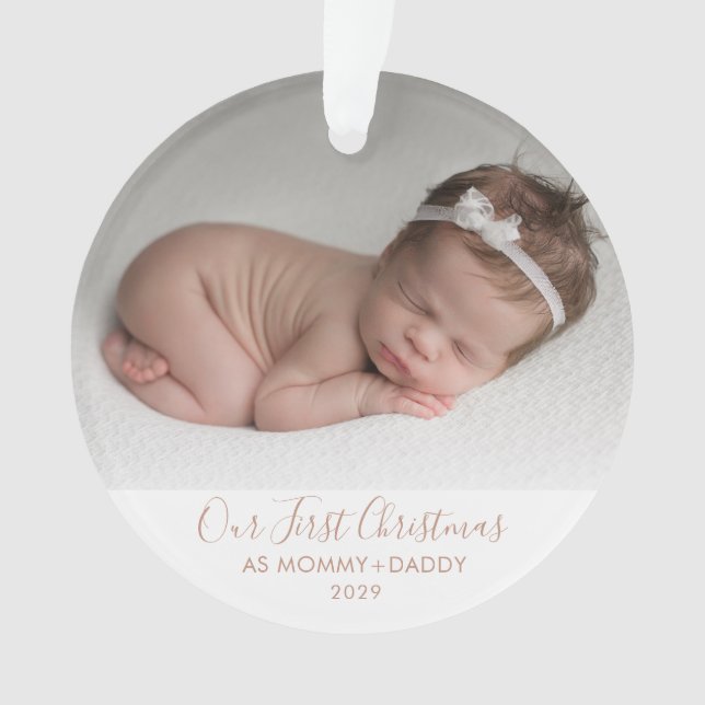 Our First Christmas as Mommy and Daddy| Cream Ornament (Front)