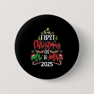 Our First Christmas As Mr & Mrs 2025 Xmas Coup 6 Cm Round Badge
