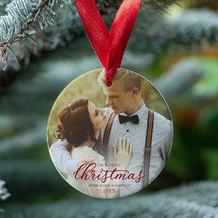 Our First Christmas As Mr And Mrs 2020 Red Script Ornament