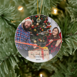 Our First Christmas as Mr and Mrs 2 Photo  Ceramic Tree Decoration