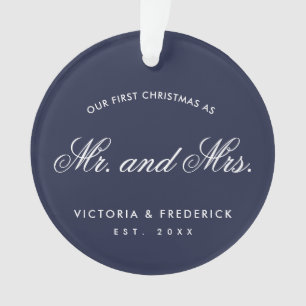Our First Christmas as Mr and Mrs Blue Photo Ornament