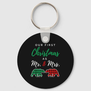 Our First Christmas As Mr. And Mrs. Buffalo Plaid Key Ring