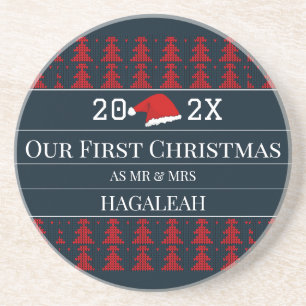 Our First Christmas as Mr and Mrs Couple Newlywed Coaster