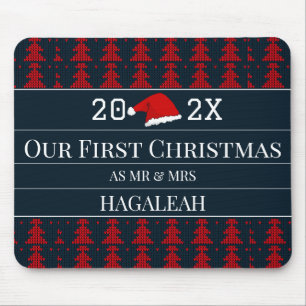 Our First Christmas as Mr and Mrs Couple Newlywed  Mouse Mat