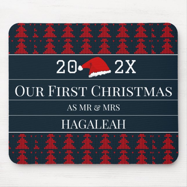 Our First Christmas as Mr and Mrs Couple Newlywed  Mouse Mat (Front)