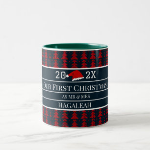 Our First Christmas as Mr and Mrs Couple Newlywed Two-Tone Coffee Mug