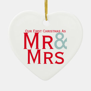 Our First Christmas as Mr and Mrs Couples Ceramic Tree Decoration