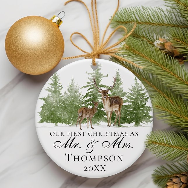 Our First Christmas As Mr And Mrs Custom Rustic Ornament (Creator Uploaded)