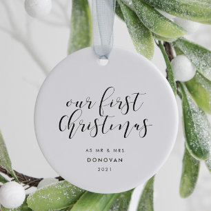 Our First Christmas as Mr and Mrs elegant photo Ceramic Tree Decoration