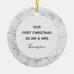 Our First Christmas as Mr and Mrs Marble Personal Ceramic Tree Decoration