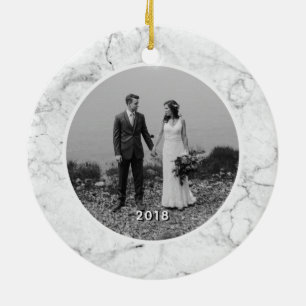 Our First Christmas as Mr and Mrs Marble Photo Ceramic Tree Decoration