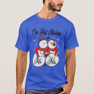 Our First Christmas As Mr And Mrs Matching PJ Snow T-Shirt