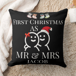 Our First Christmas as Mr. and Mrs. Newlywed Cushion