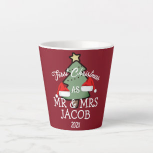 Our First Christmas as Mr. and Mrs. Newlywed  Latte Mug