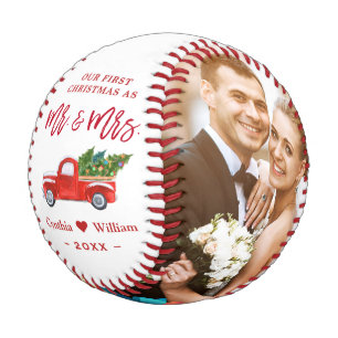 Our First Christmas as Mr. and Mrs. Newlywed Photo Baseball