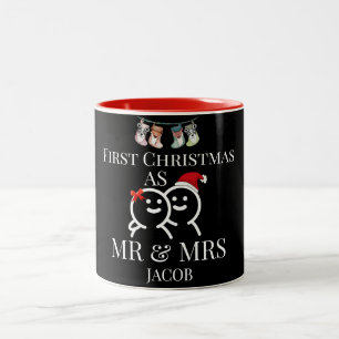Our First Christmas as Mr. and Mrs. Newlywed Two-Tone Coffee Mug