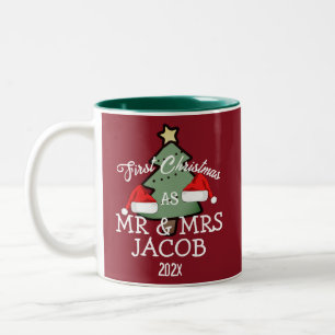 Our First Christmas as Mr. and Mrs. Newlywed Two-Tone Coffee Mug