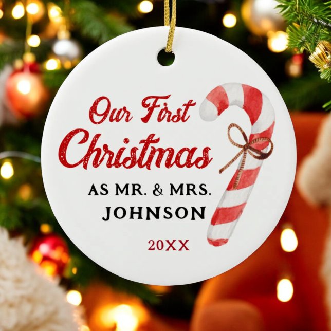 Our First Christmas As Mr and Mrs Newlyweds Ceramic Tree Decoration (Creator Uploaded)