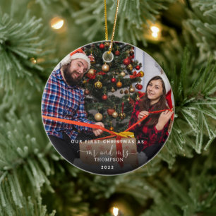 Our First Christmas as Mr and Mrs Photo Ceramic Or Tree Decoration