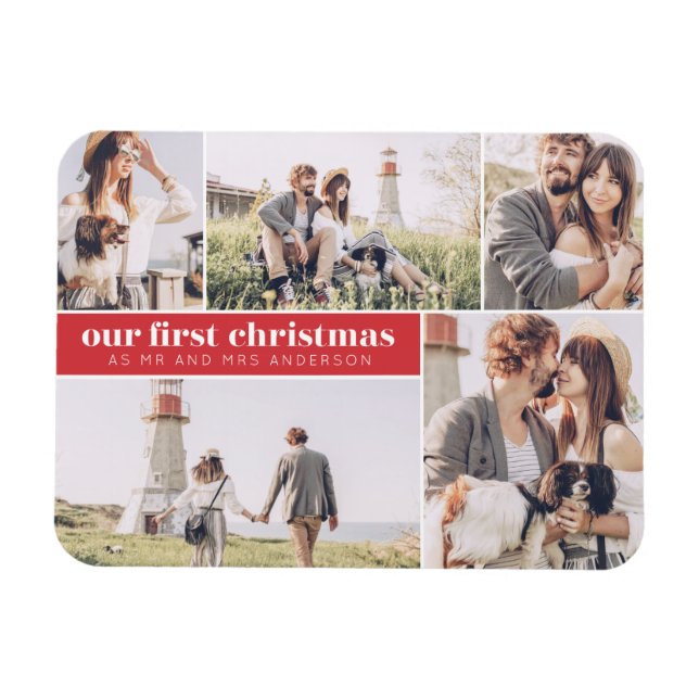 Our First Christmas As Mr and Mrs Photo Christmas Magnet (Horizontal)