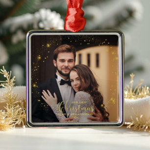 Our First Christmas As Mr And Mrs Photo Ornament