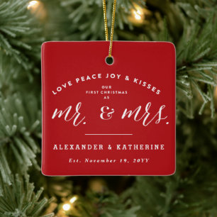 Our First Christmas As Mr And Mrs Photo Wedding Ceramic Ornament