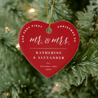 Our First Christmas As Mr And Mrs Photo Wedding Ceramic Tree Decoration