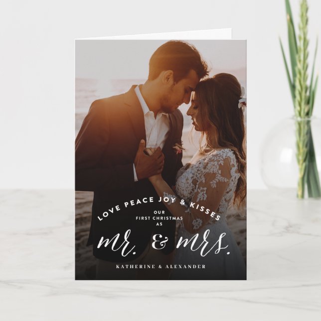 Our First Christmas As Mr And Mrs Photo Wedding Holiday Card (Front)