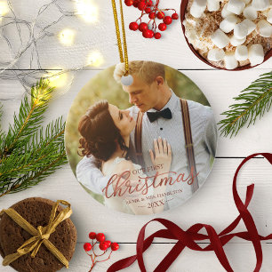 Our First Christmas As Mr And Mrs Rose Gold Foil Ceramic Tree Decoration