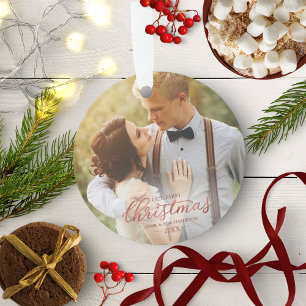 Our First Christmas As Mr And Mrs Rose Gold Foil Ornament