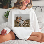 Our First Christmas As Mr and Mrs Typography Photo T-Shirt<br><div class="desc">Celebrate your first holiday season together with our Our First Christmas As Mr. and Mrs. Typography Photo T-Shirt. This stylish, classic design features clean, minimal typography with a handwritten script that captures the essence of your first Christmas as a married couple. With the option to customise the shirt with your...</div>