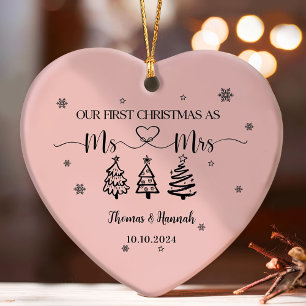 Our First Christmas as Mr and Mrs Wedding Date Ornament