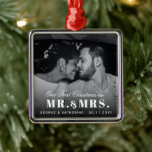 Our First Christmas As Mr. And Mrs. Wedding Photo Metal Tree Decoration